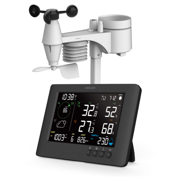 Sencor SWS 10500 WiFi meteorologická stanice s bezdrátovým senzorem 7v1 Propojení s meteorologickými službami TRUE BLACK LCD displej 5