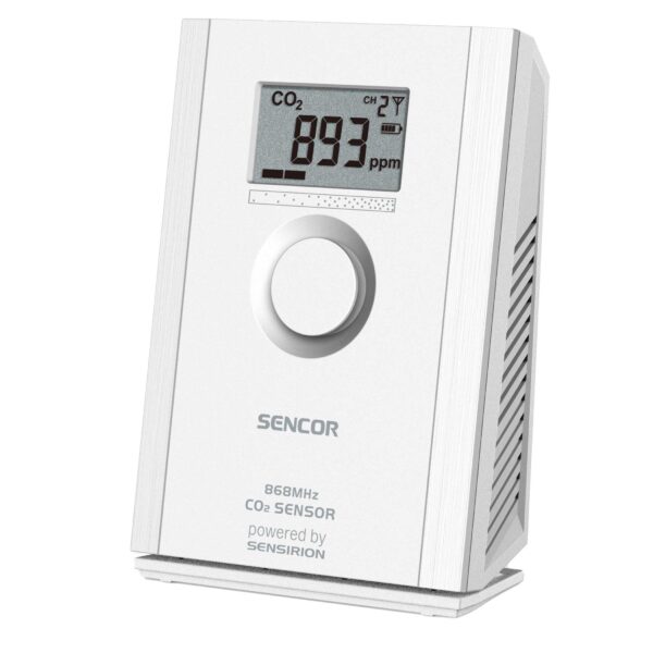Sencor SWS CO2 PRO    Bezdrátový senzor LCD displej zobrazuje hodnoty a úrovně CO2 LCD displej s úhlopříčkou 1